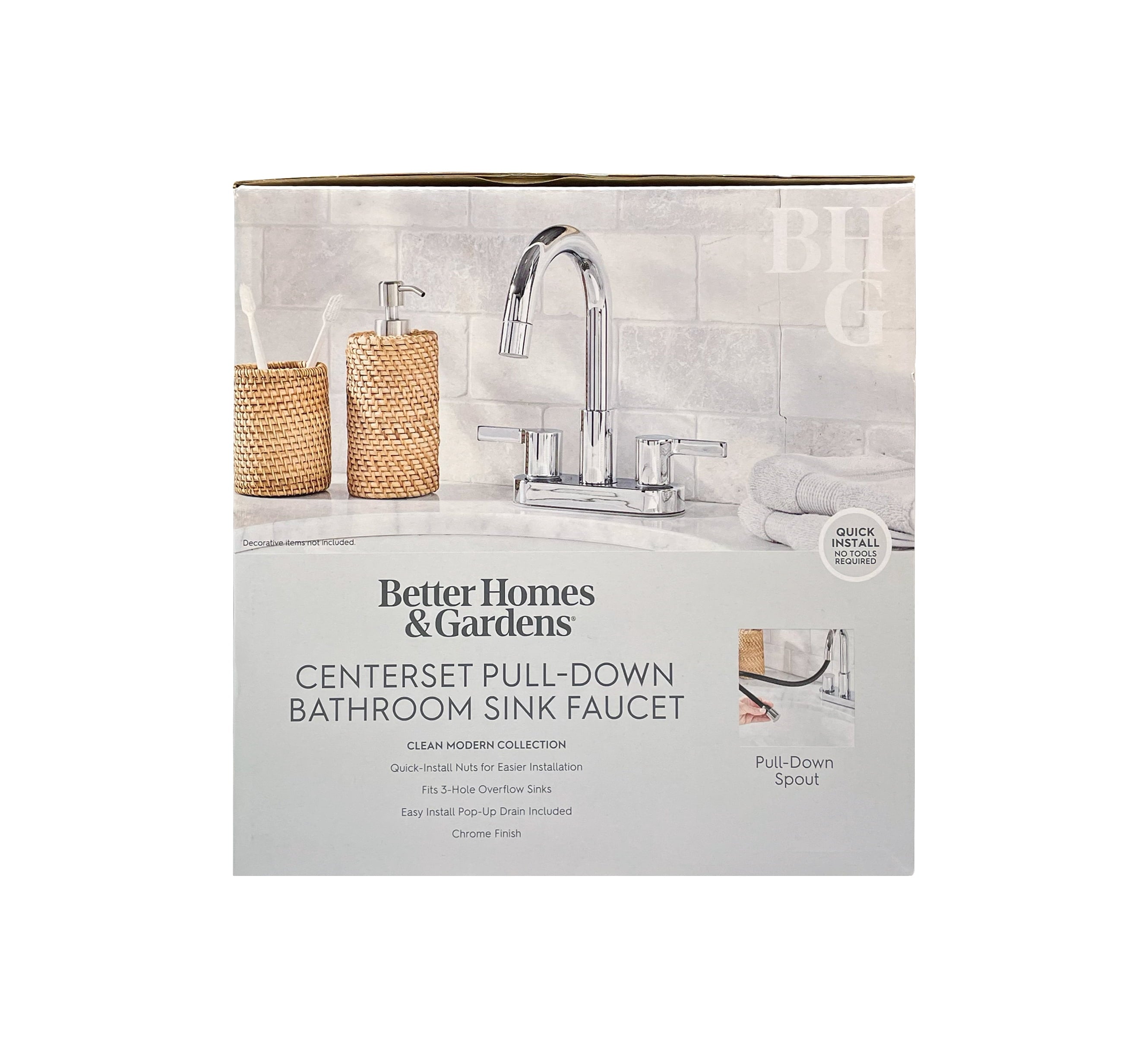  Clean Modern Chrome 4" Centerset Bathroom Faucet with Pull-Down Sprayer