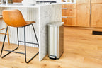  Kitchen Trash Can, 7.9 Gallon Stainless Steel Slim Step Garbage Bin with Soft Close Lid, Silver