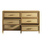  Springwood Caning 6-Drawer Dresser, Light Honey Finish