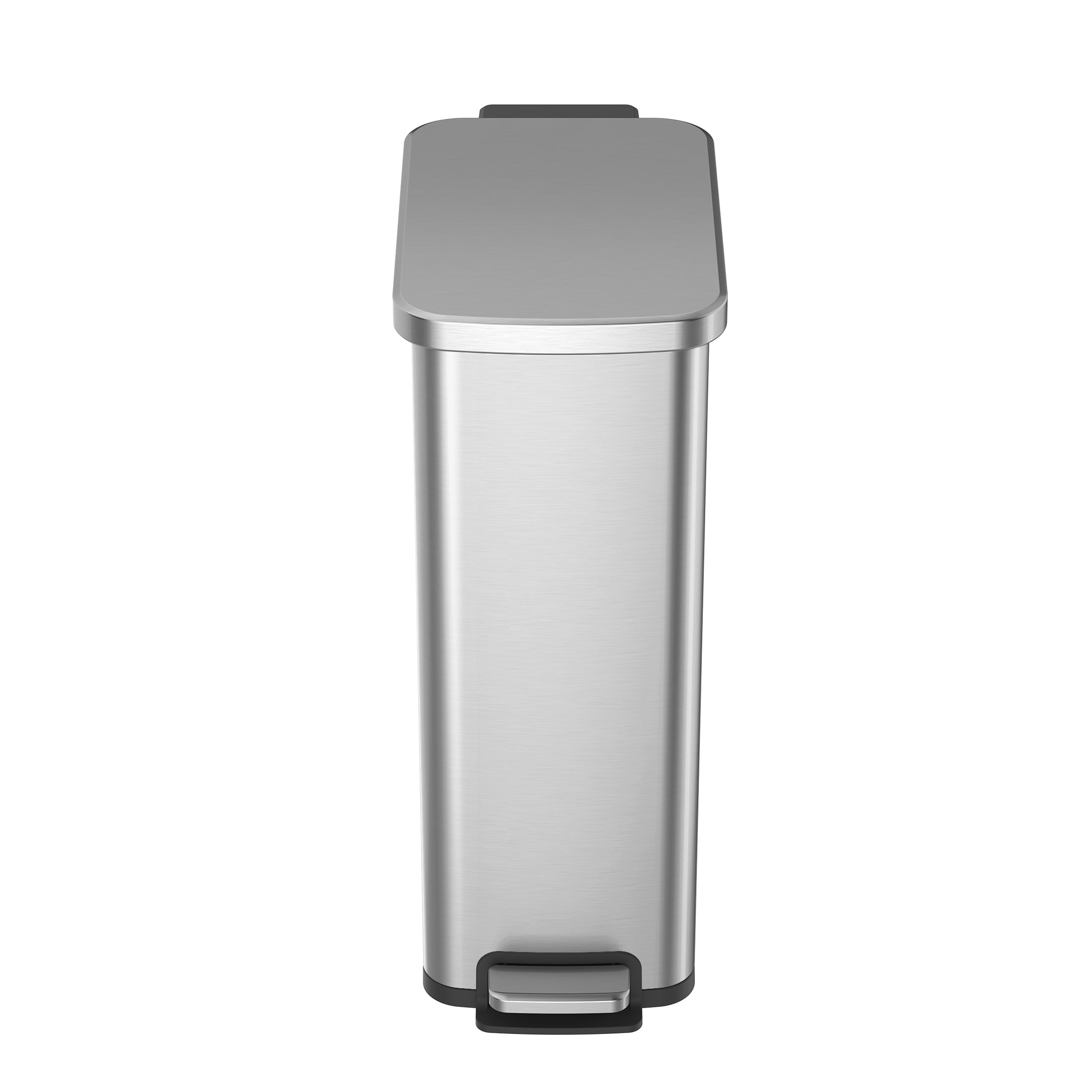  Kitchen Trash Can, 7.9 Gallon Stainless Steel Slim Step Garbage Bin with Soft Close Lid, Silver