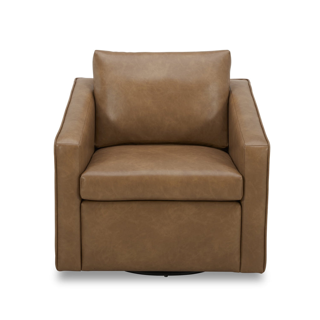  Steele Swivel Accent Chair, Camel Faux Leather