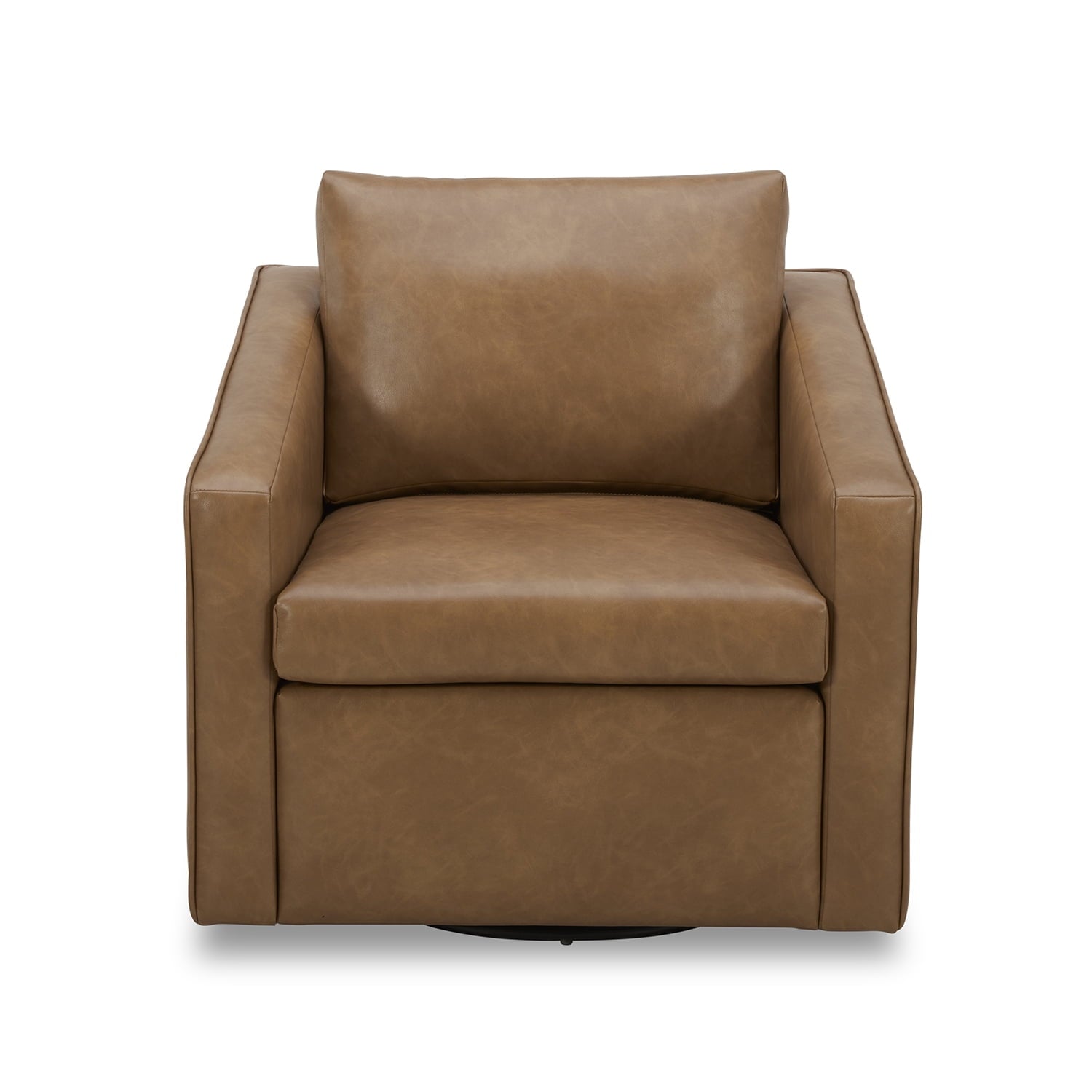  Steele Swivel Accent Chair, Camel Faux Leather