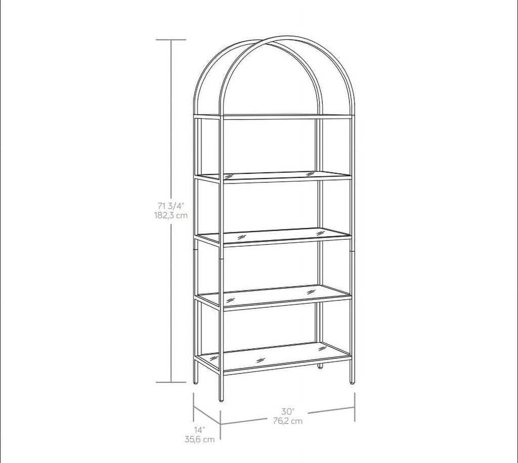  Nola Arch Bookshelf, Black Finish