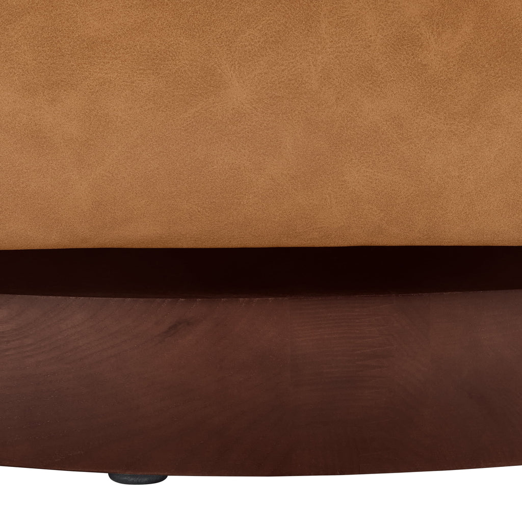  Bradford Wooden Base Swivel Accent Chair, Chestnut Faux Leather
