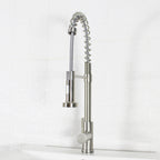  Elmont Single Handle Pull-Down Kitchen Faucet with Spring Neck, Satin Nickel