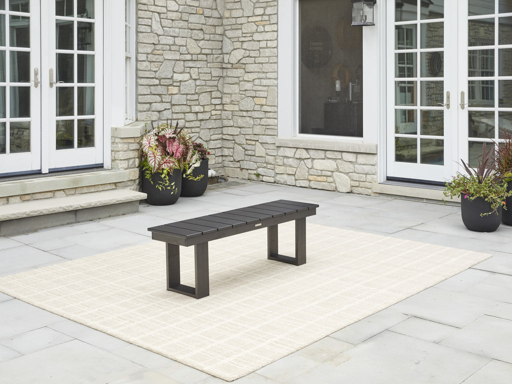  Ezra 6-Piece Outdoor HDPE Dining Set with Bench, Black