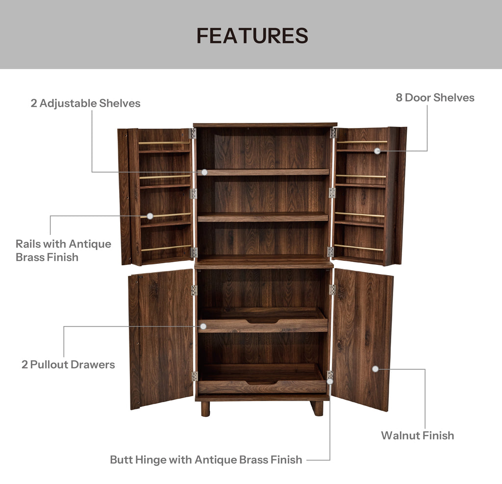  Lillian Storage Pantry, Walnut