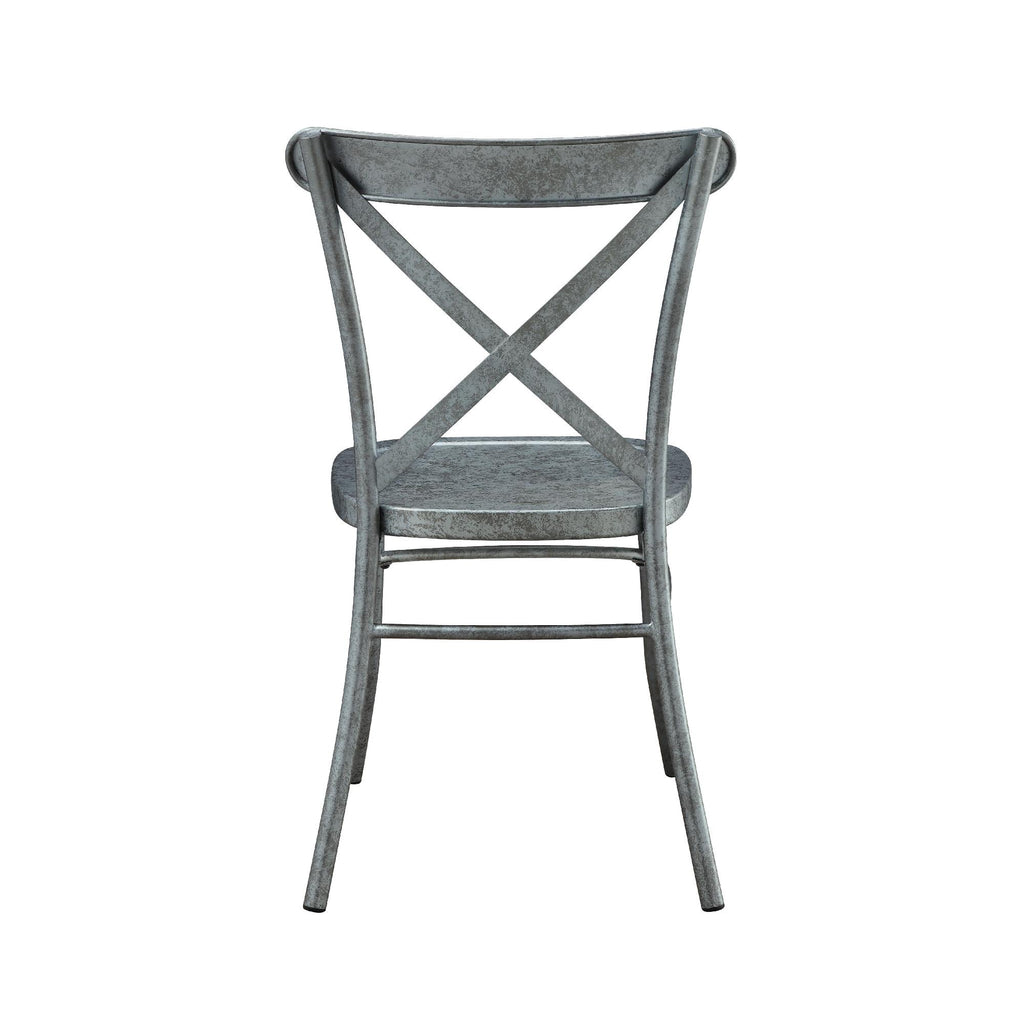  Collin Distressed Dining Chair, Set of 2, Silver Finish