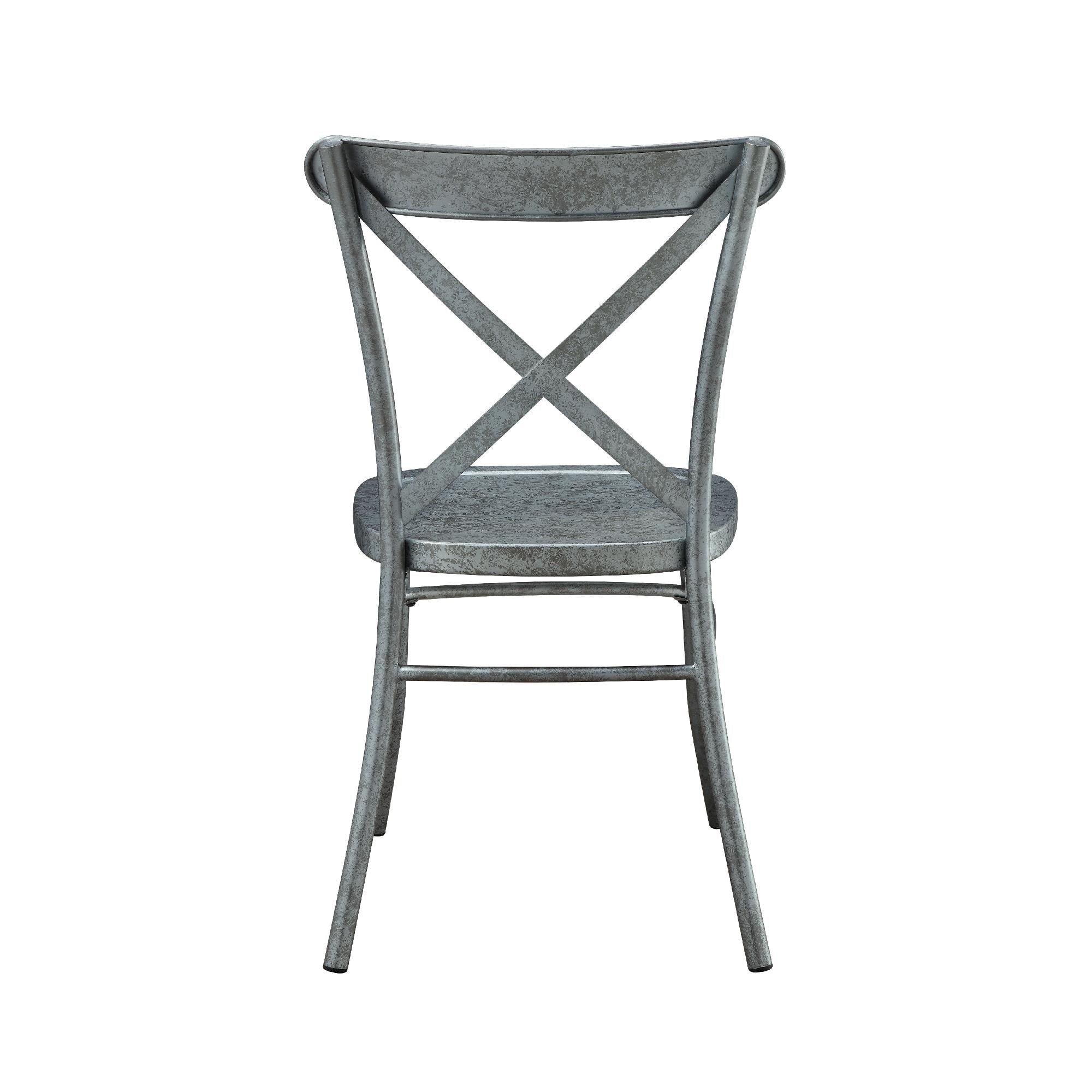 Collin Distressed Dining Chair, Set of 2, Silver Finish