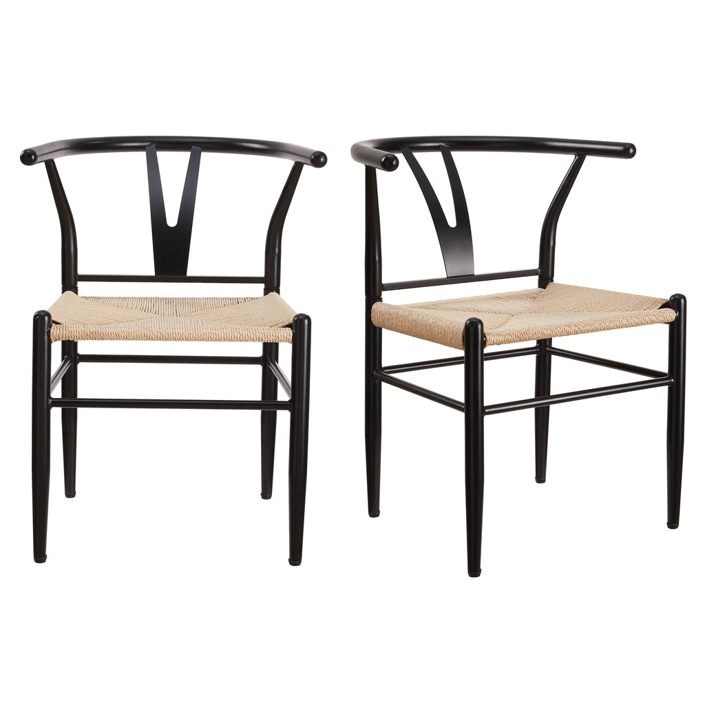  Springwood Wishbone Chair 2 Pack, Metal Base Black Finish