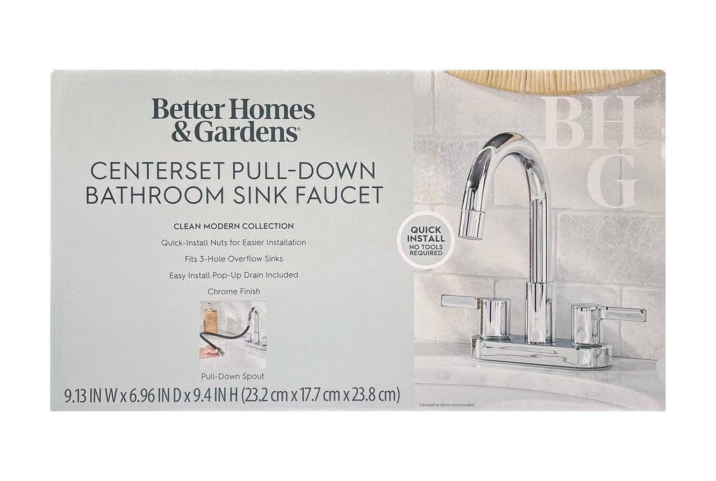  Clean Modern Chrome 4" Centerset Bathroom Faucet with Pull-Down Sprayer