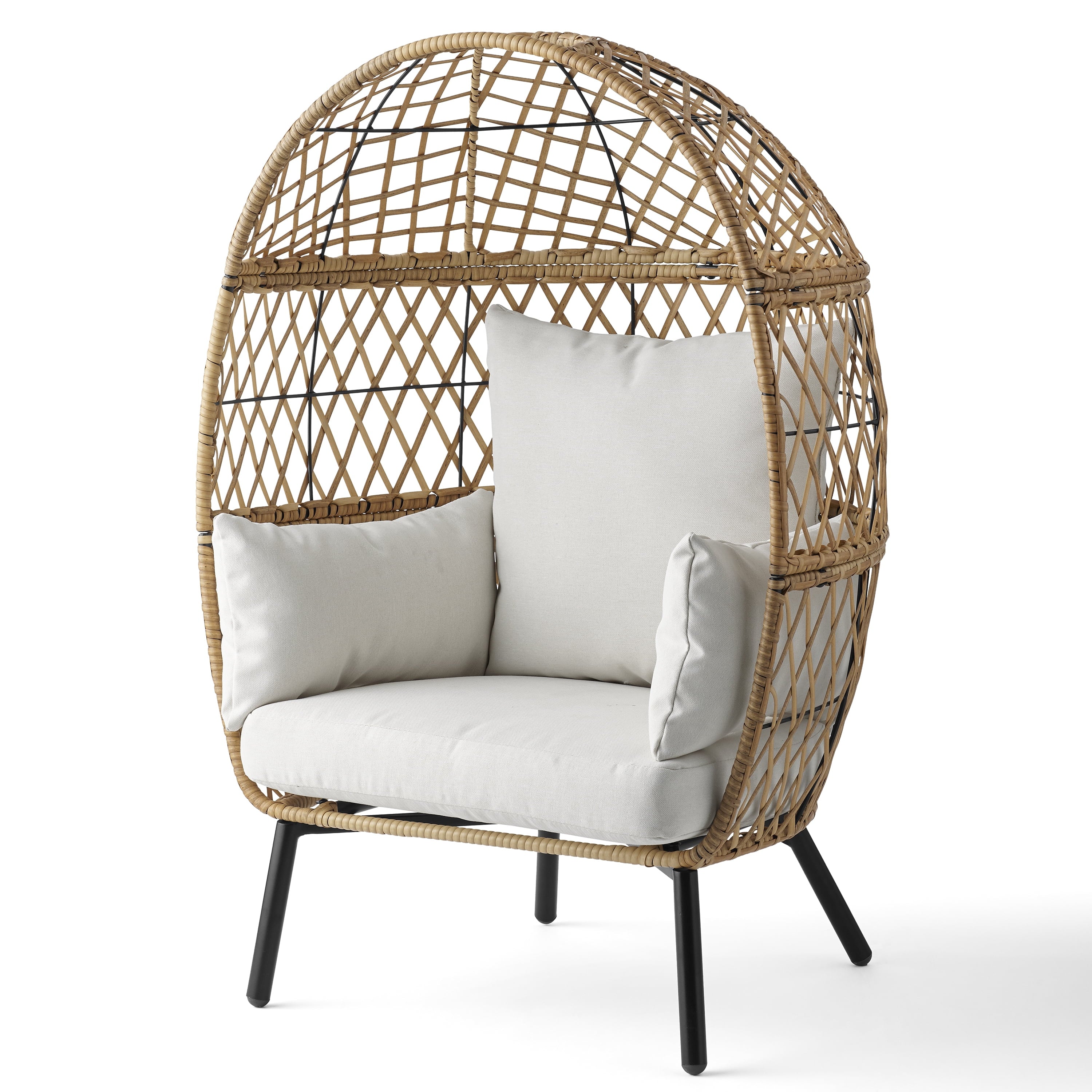  Ventura Boho Outdoor Wicker Stationary Kid's Egg Chair, Tan