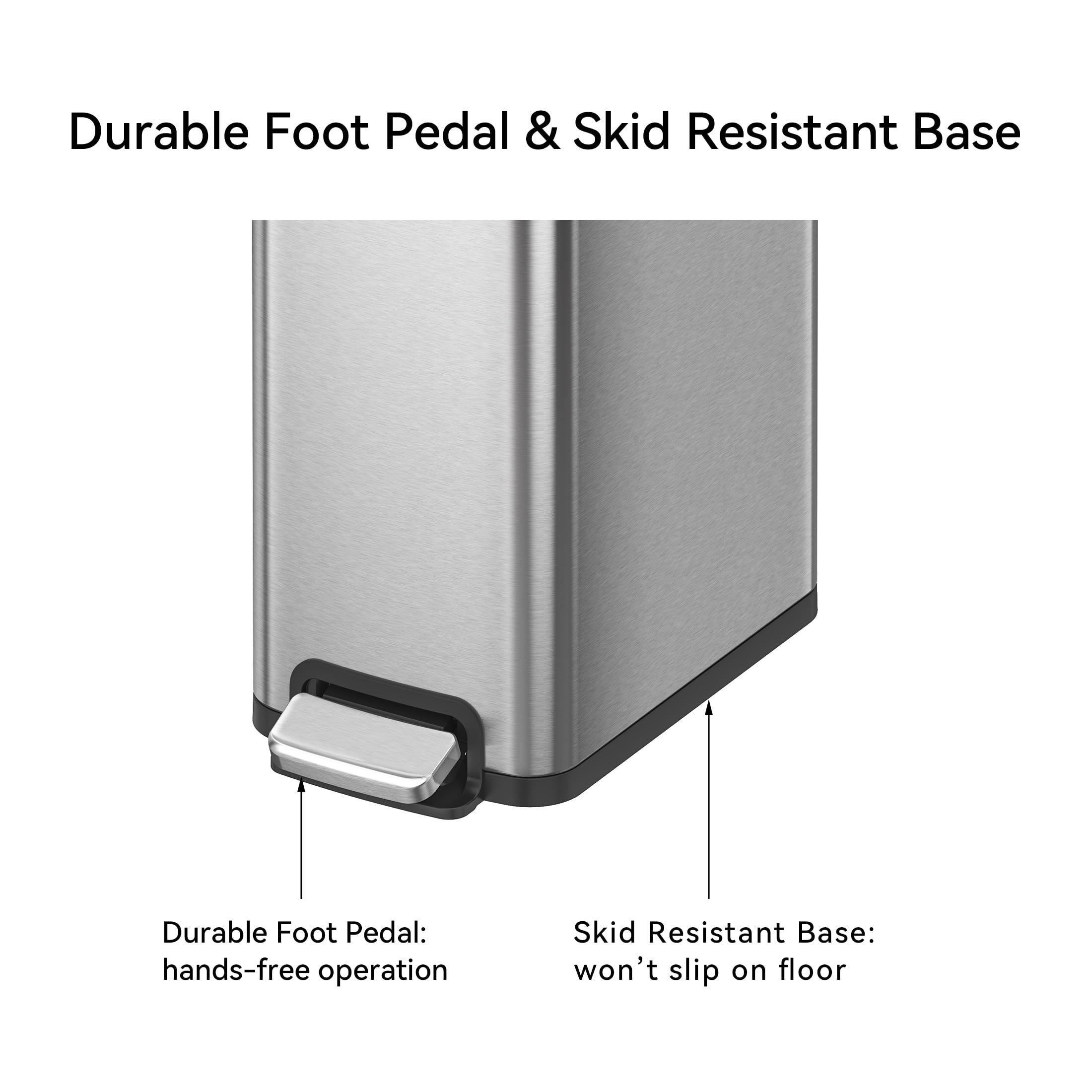  Kitchen Trash Can, 7.9 Gallon Stainless Steel Slim Step Garbage Bin with Soft Close Lid, Silver