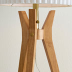  24" Tripod Table Lamp with Natural Wood Base and Pleated Shade