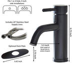  Elmont Single Handle Bathroom Sink Faucet, Matte Black, Includes Push Pop-Up Drain