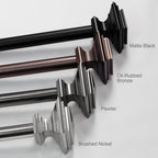  1� Metal Square Single Curtain Rod, Matte Black, 42-120�