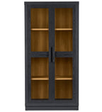 Ezra Glass Door Storage Accent Cabinet, Rich Black finish