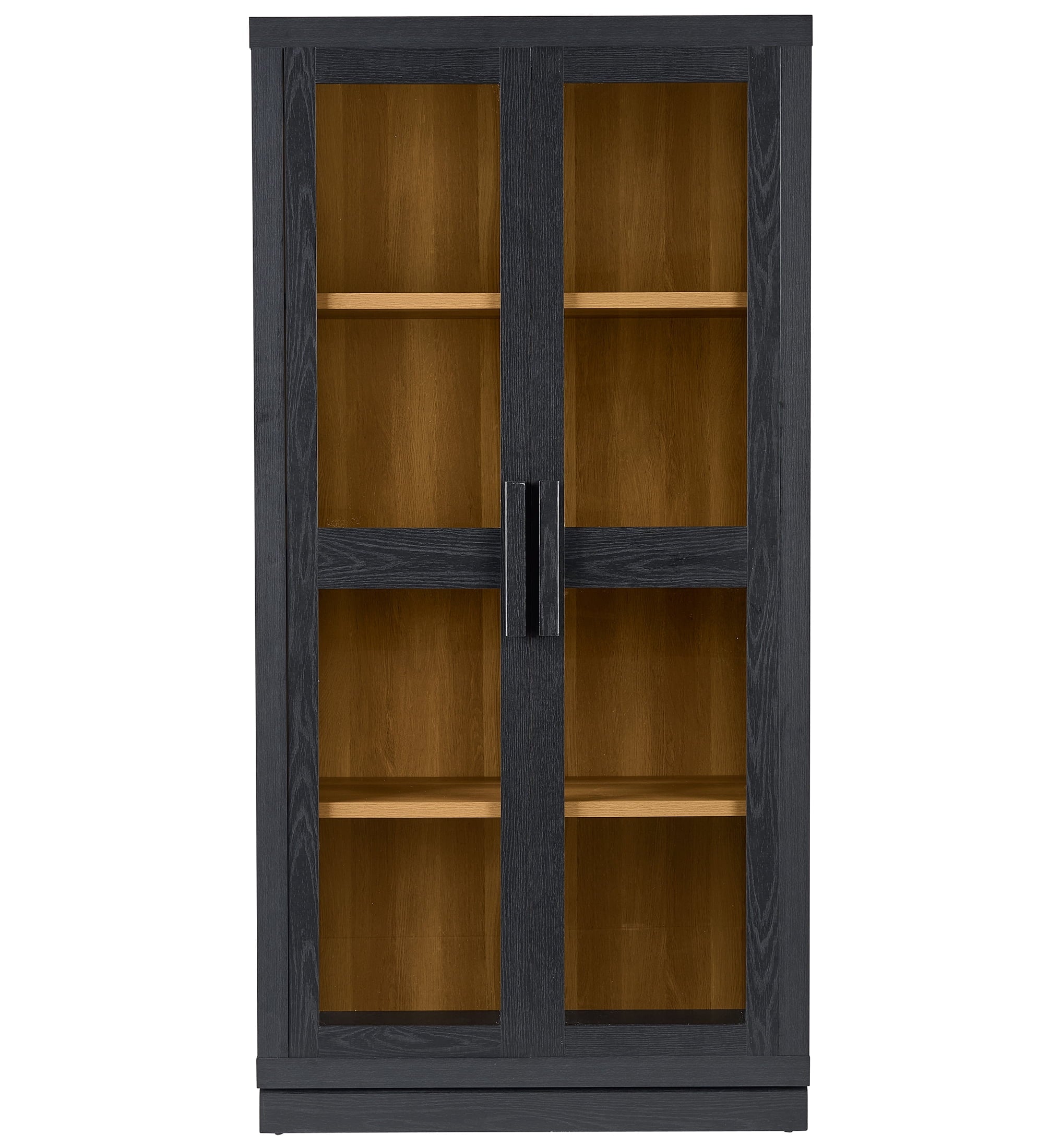  Ezra Glass Door Storage Accent Cabinet, Rich Black finish