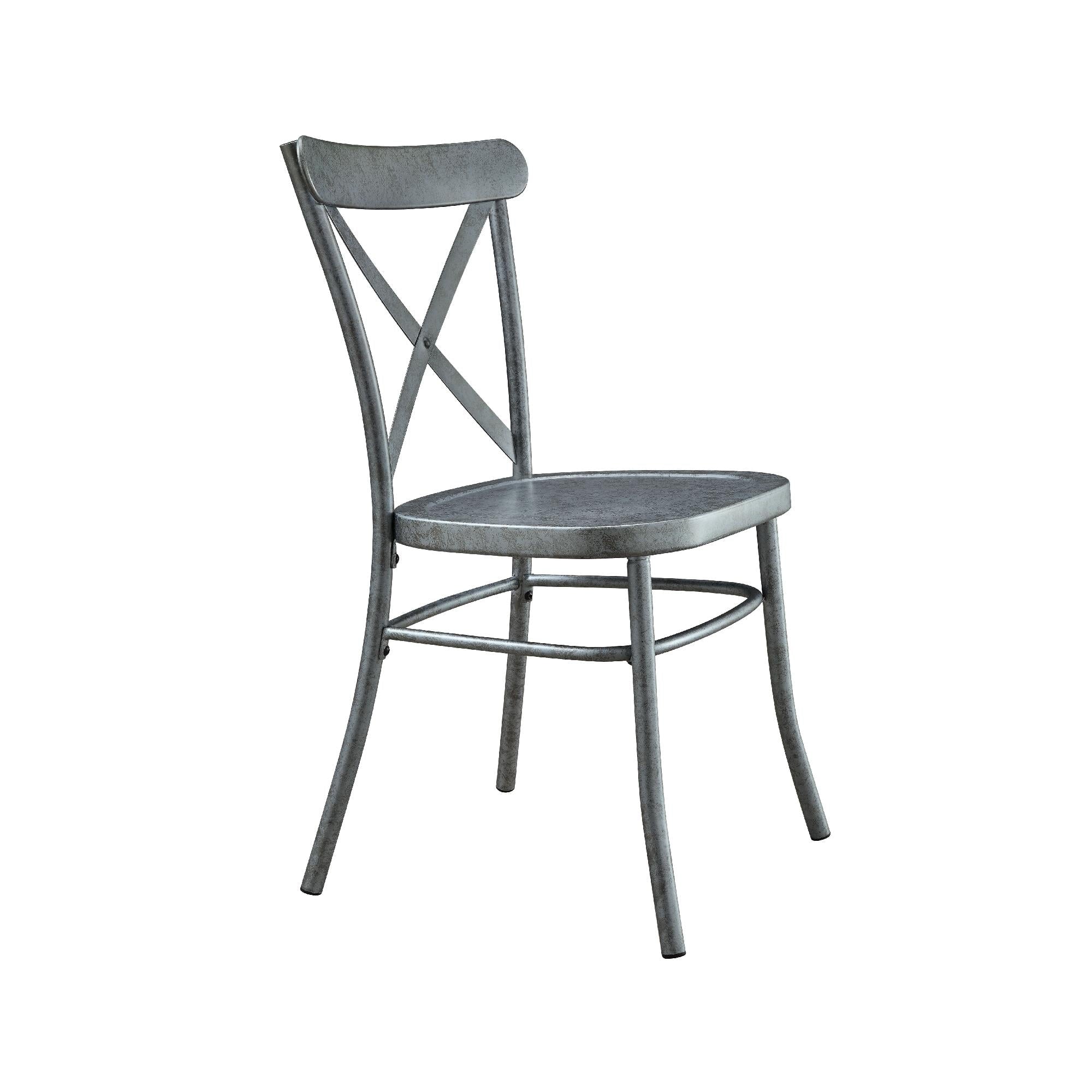 Collin Distressed Dining Chair, Set of 2, Silver Finish