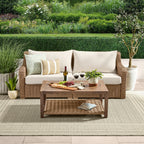  Bellamy Outdoor 1pc Patio Coffee Table, Tan Wicker