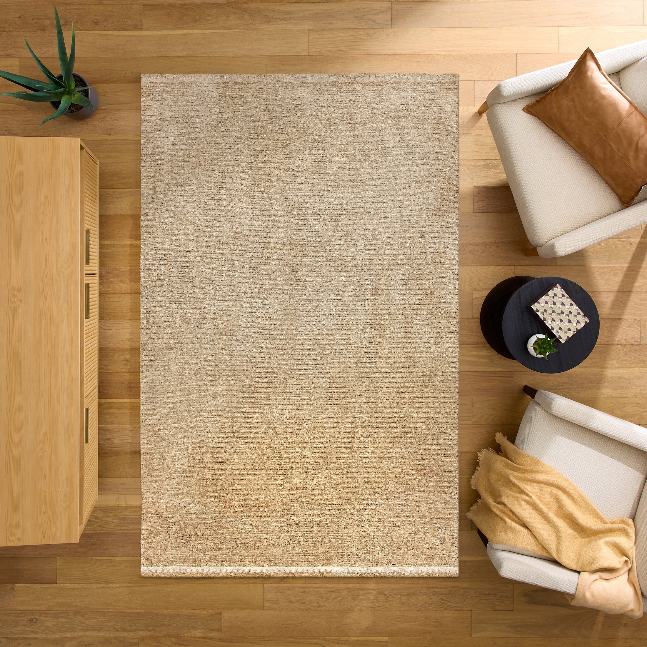  Tan Coleman Tonal Hem 5' x 8' Area Rug
