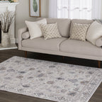  Persian Blooms Ivory Faux Fur Indoor Area Rug, 7'x9'10"
