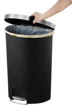  Large Kitchen Trash Can, 14.5 Gallon Plastic Semi Round Step Garbage Bin with Soft Close Lid, Black