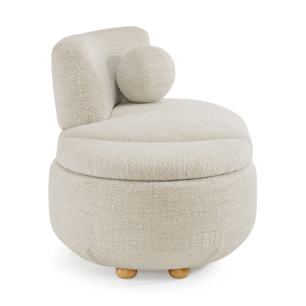  Juliet Modern Boucle Chaise & Storage Ottoman, Pearl