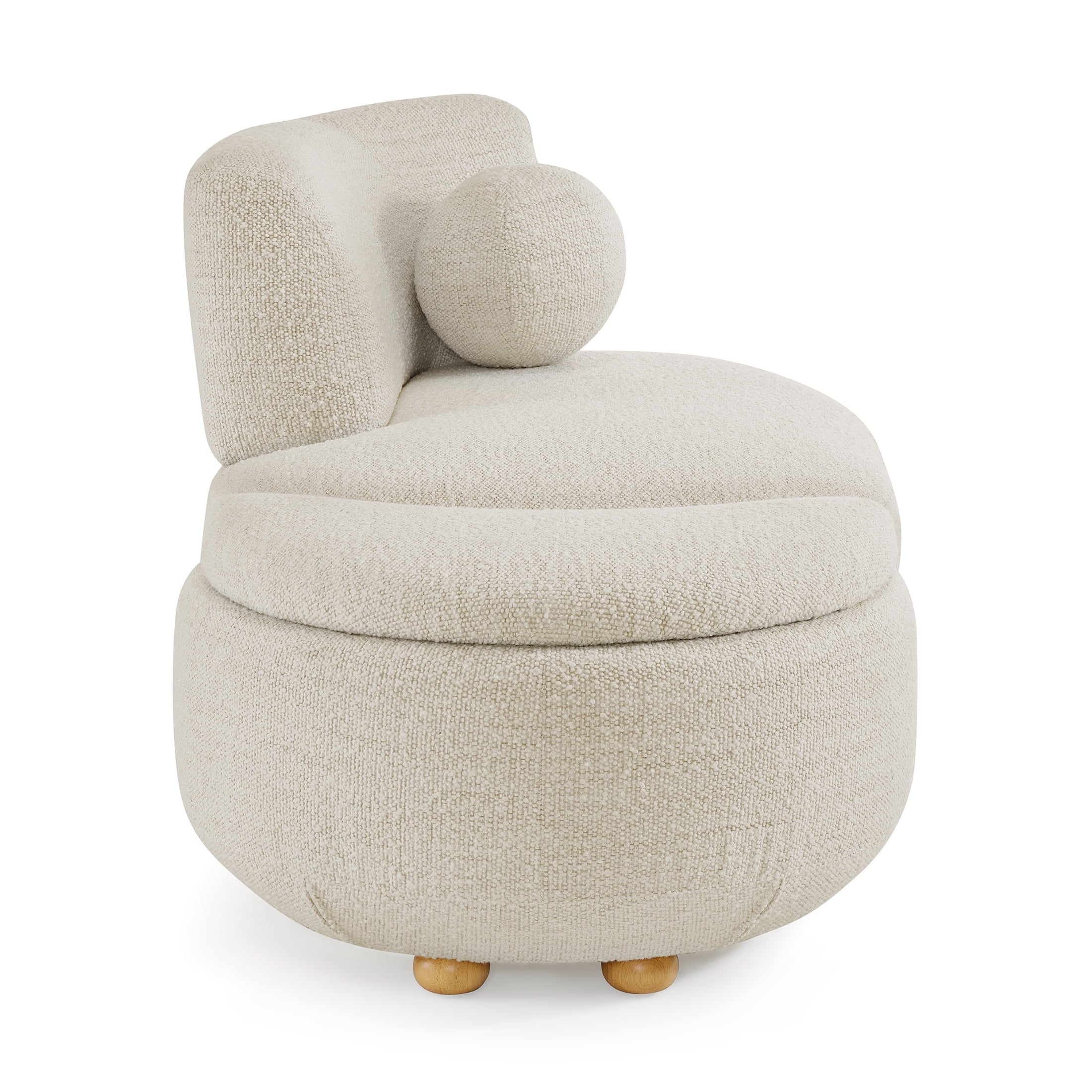  Juliet Modern Boucle Chaise & Storage Ottoman, Pearl