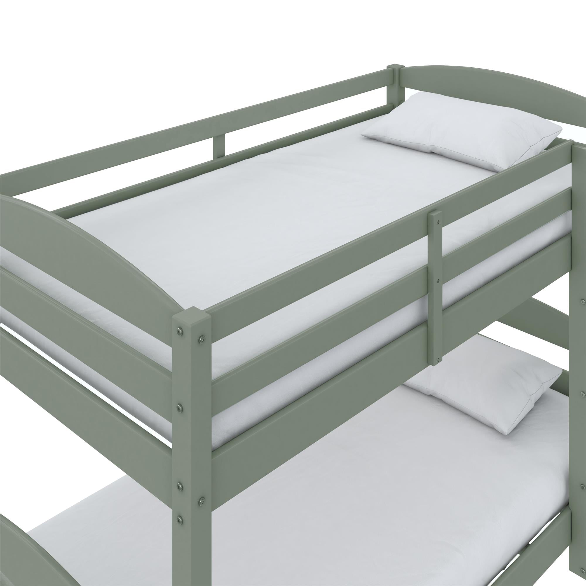 (2 pack)  Leighton Kids Solid Wood Twin-over-Twin Convertible Bunk Bed with Ladder and Guardrails, Sage Green