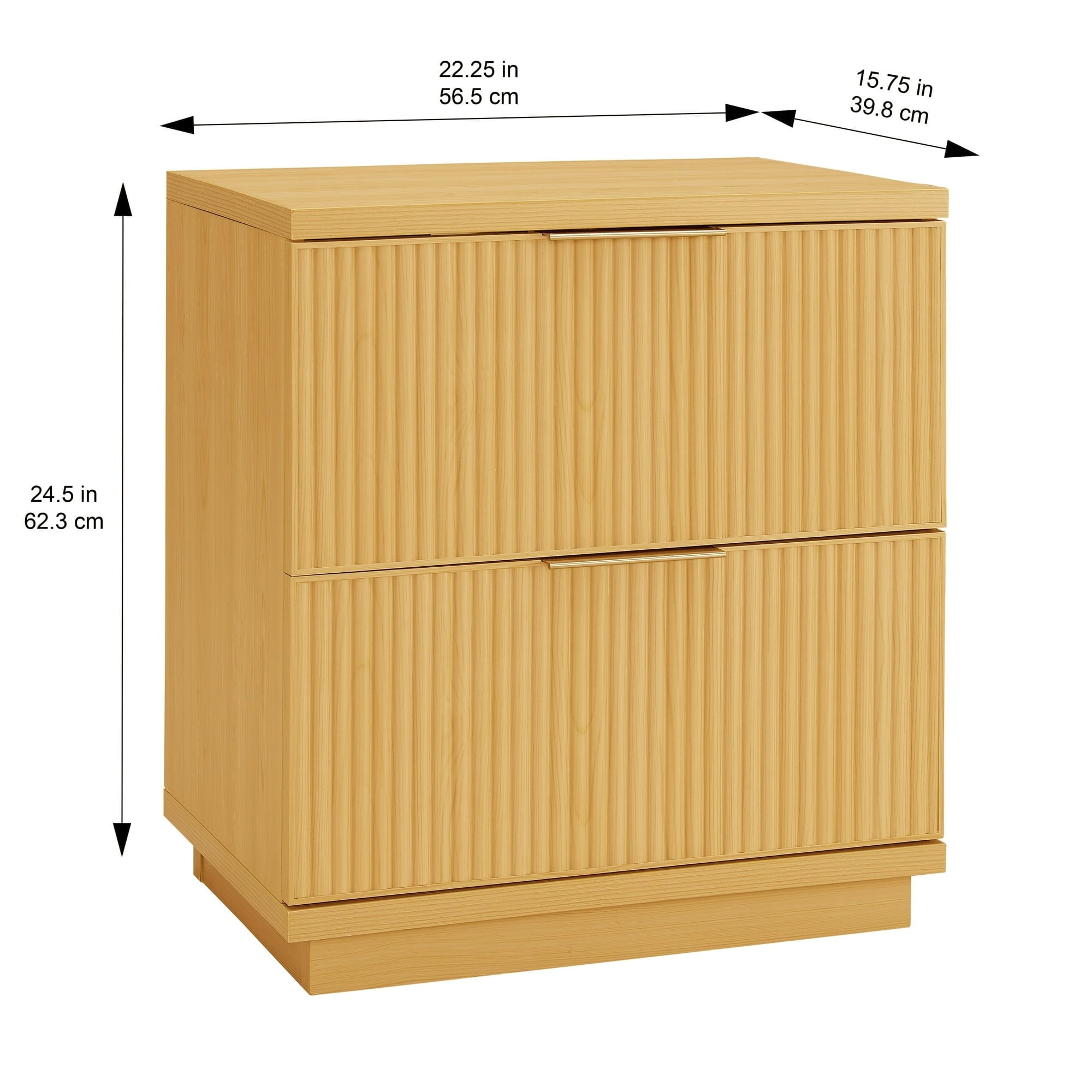  Lillian 4 Drawer Dresser and 2 Nightstands Bedroom Set, Natural Pine