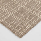  Beige Plaid Wool Indoor Area Rug, 7'10"x9'10"