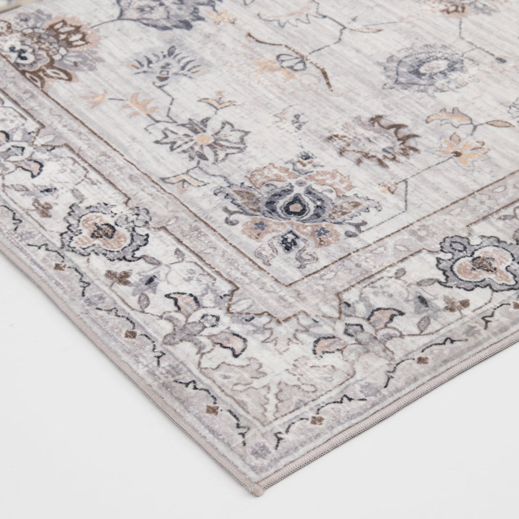  Persian Blooms Ivory Faux Fur Indoor Area Rug, 5'x7'