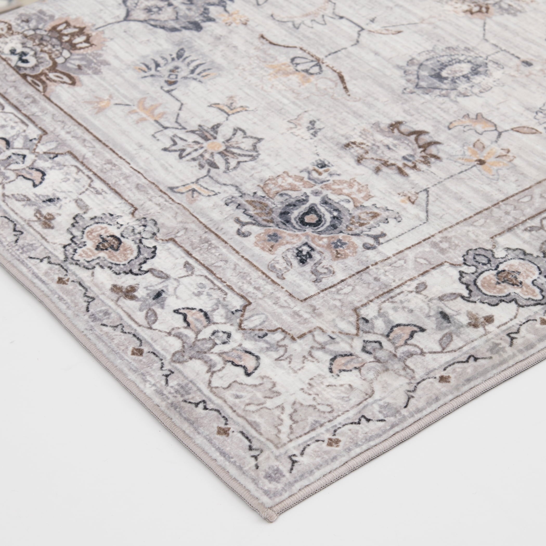  Persian Blooms Ivory Faux Fur Indoor Area Rug, 5'x7'