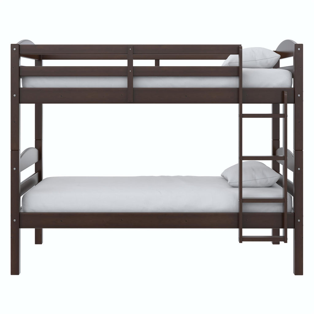  Leighton Solid Wood Twin-over-Twin Convertible Bunk Bed, Mocha