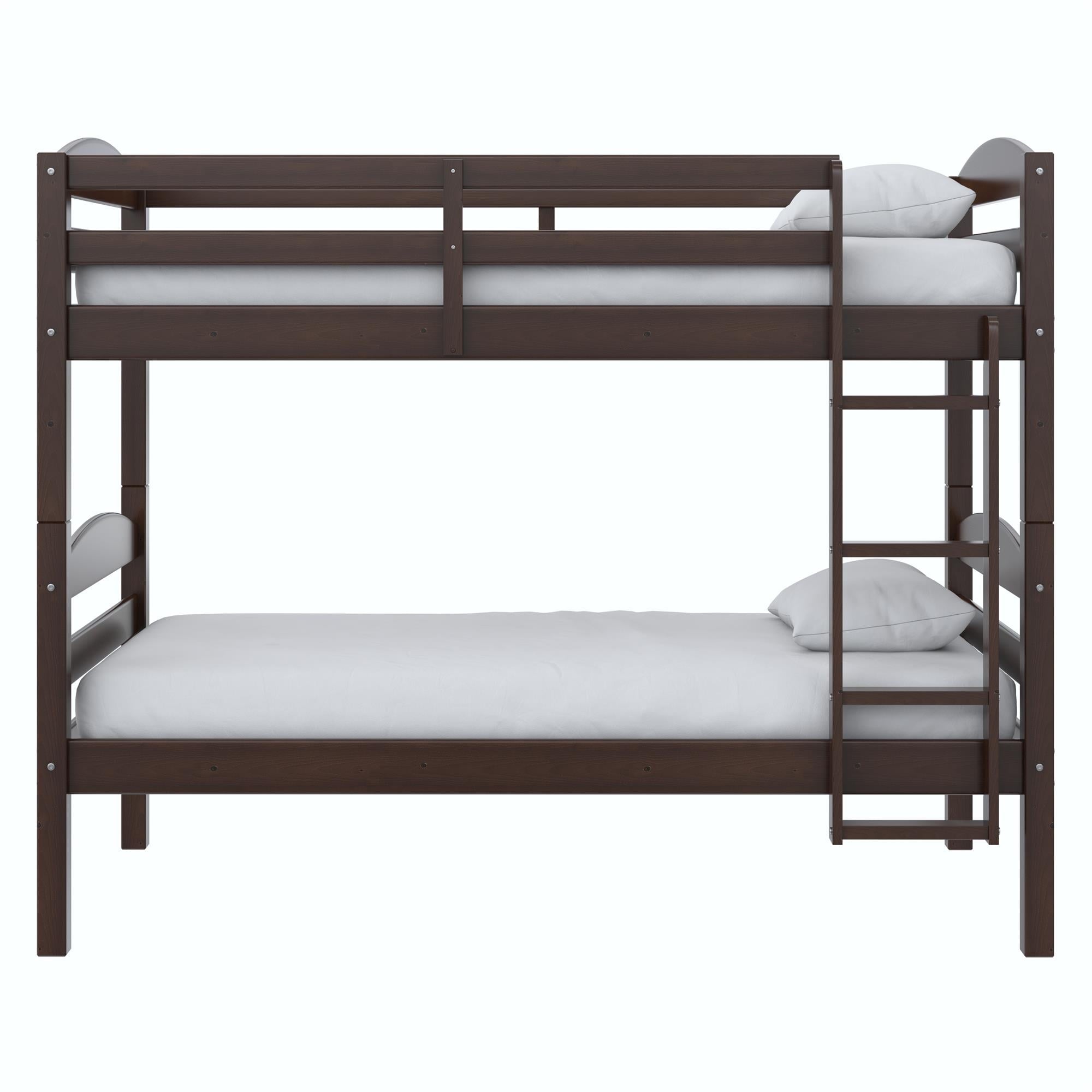  Leighton Solid Wood Twin-over-Twin Convertible Bunk Bed, Mocha
