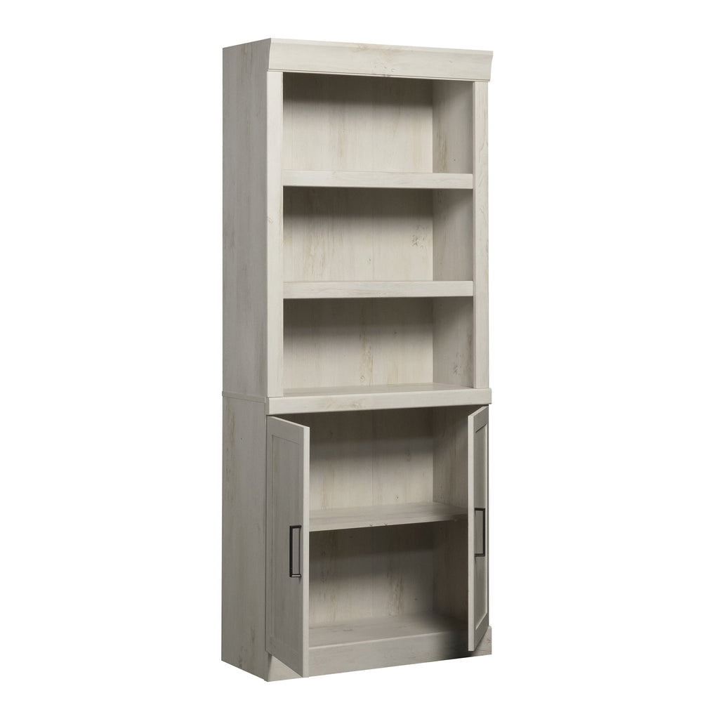 Glendale Bookcase With Doors, Rustic White Finish