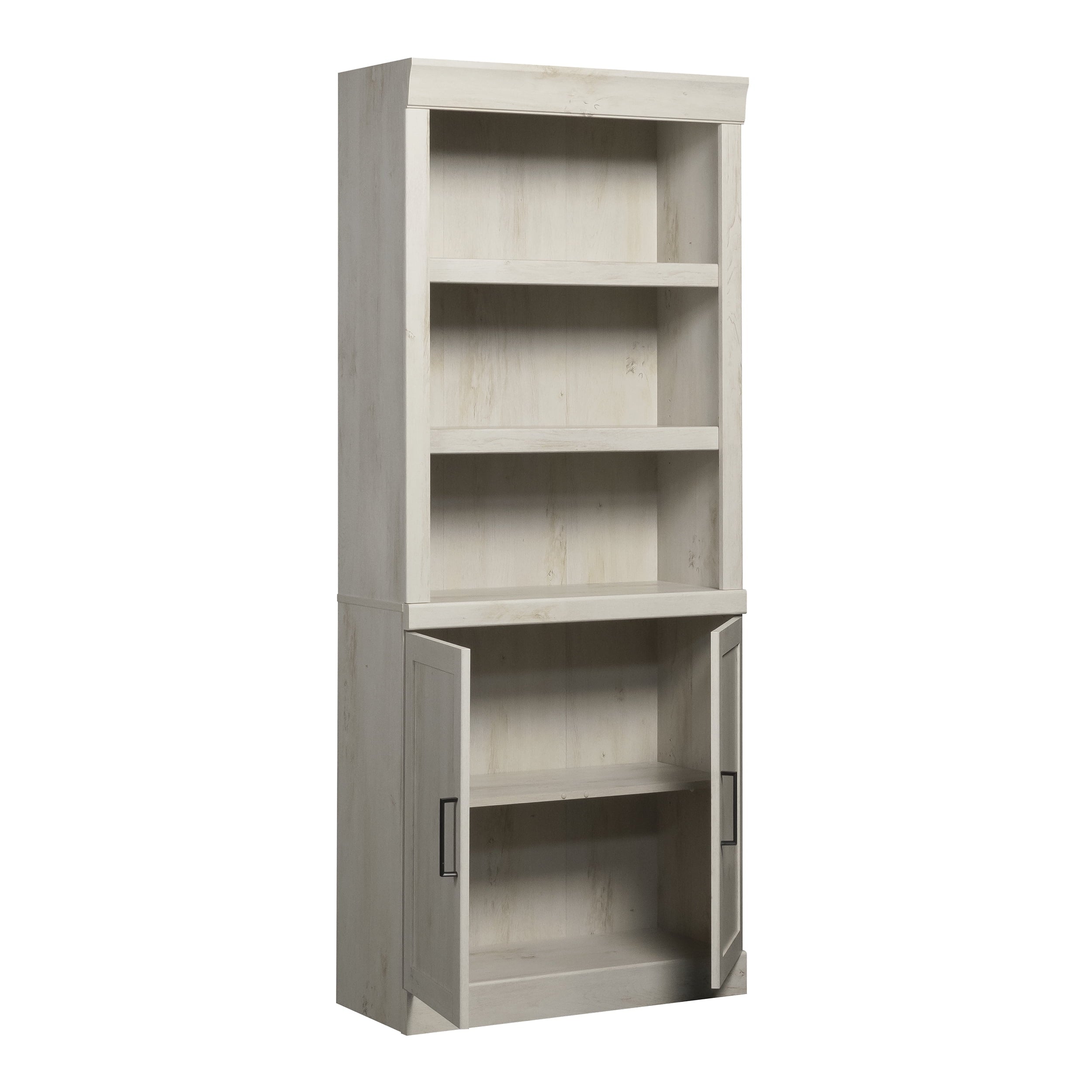  Glendale Bookcase With Doors, Rustic White Finish