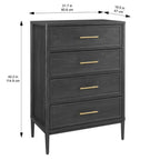  Oaklee 4 Drawer Dresser, Charcoal Finish