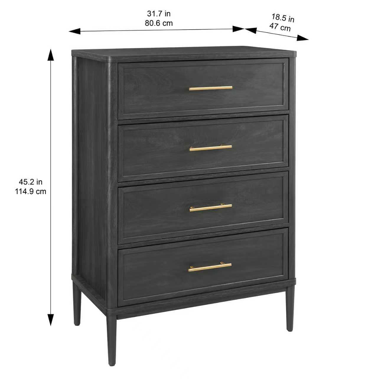  Oaklee 4 Drawer Dresser, Charcoal Finish