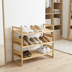  Bamboo 3-Tier Shoe Rack, Holds 9 Pairs