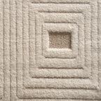  Tan/White Linear Square Geo High-Low Indoor Rug Runner, 2.5' x 7'