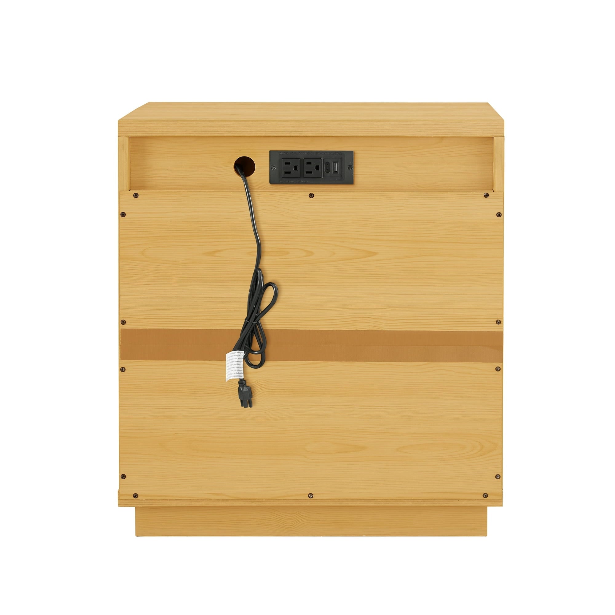  Lillian 4 Drawer Dresser and 2 Nightstands Bedroom Set, Natural Pine