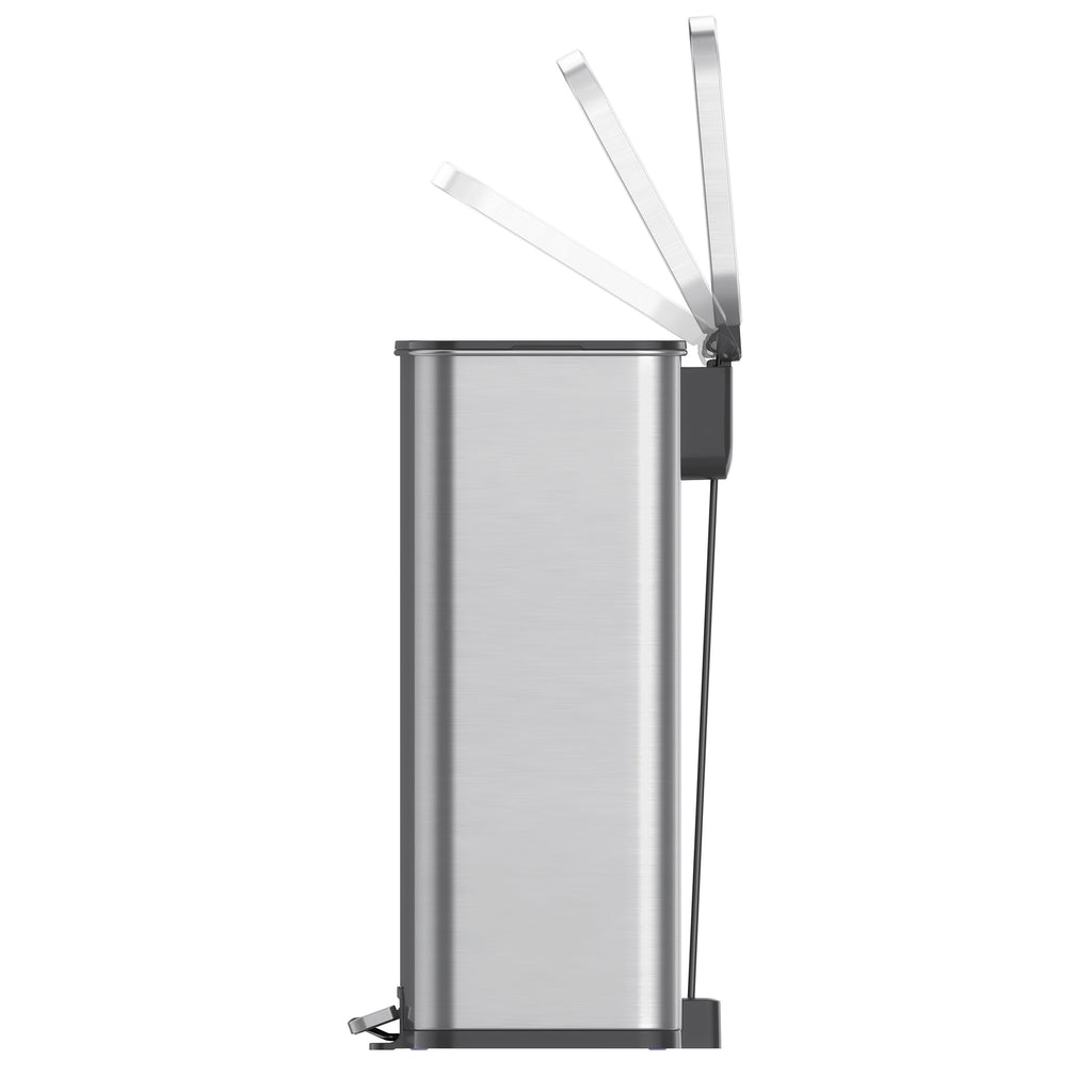  Kitchen Trash Can, 13.2 Gallon Stainless Steel Step Garbage Bin with Soft Close Lid, Silver