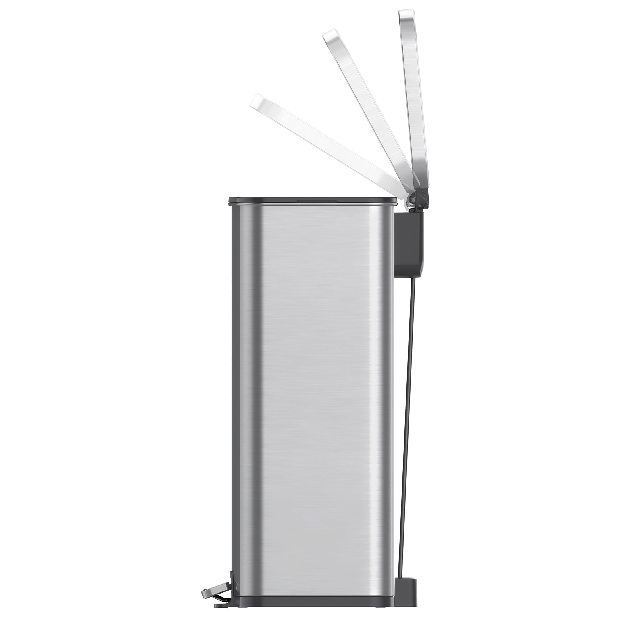  Kitchen Trash Can, 13.2 Gallon Stainless Steel Step Garbage Bin with Soft Close Lid, Silver