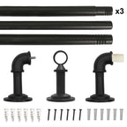  1" Wrought Iron Finish Industrial Pipe Single Curtain Rod 32-120"
