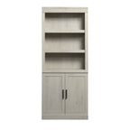  Glendale Bookcase With Doors, Rustic White Finish