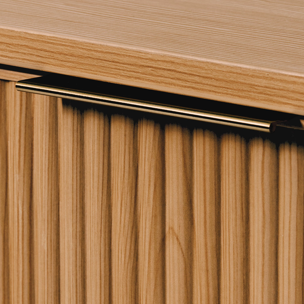  Lillian Fluted Accent Cabinet, Natural Pine Finish