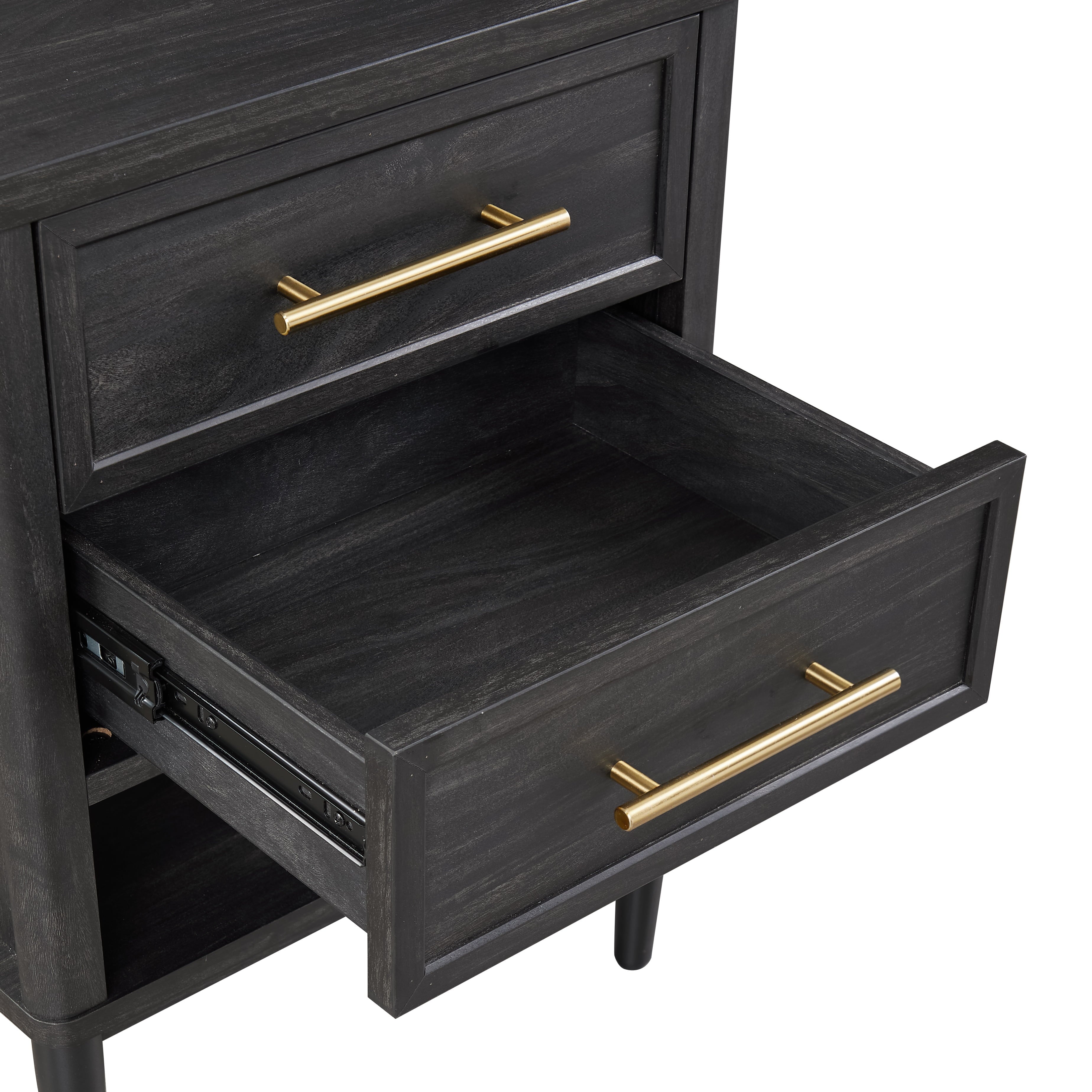 (2 pack)  Oaklee 2-Drawer Nightstand, Charcoal Finish