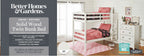  Leighton Solid Wood Twin-over-Twin Convertible Bunk Bed, Vanilla